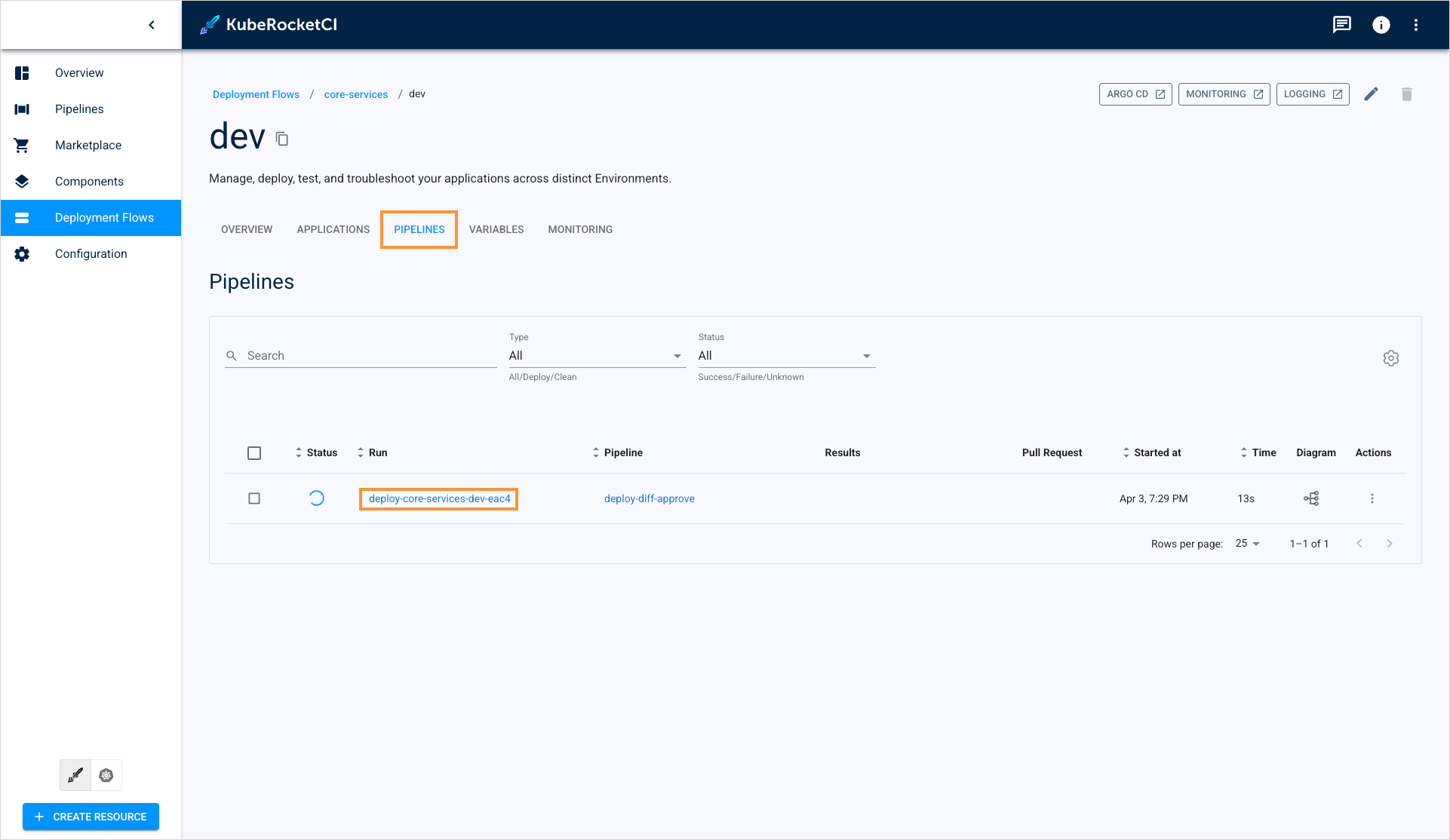 Click pipeline name