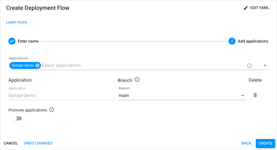 Deployment flow tab with parameters Deployment flow tab with parameters