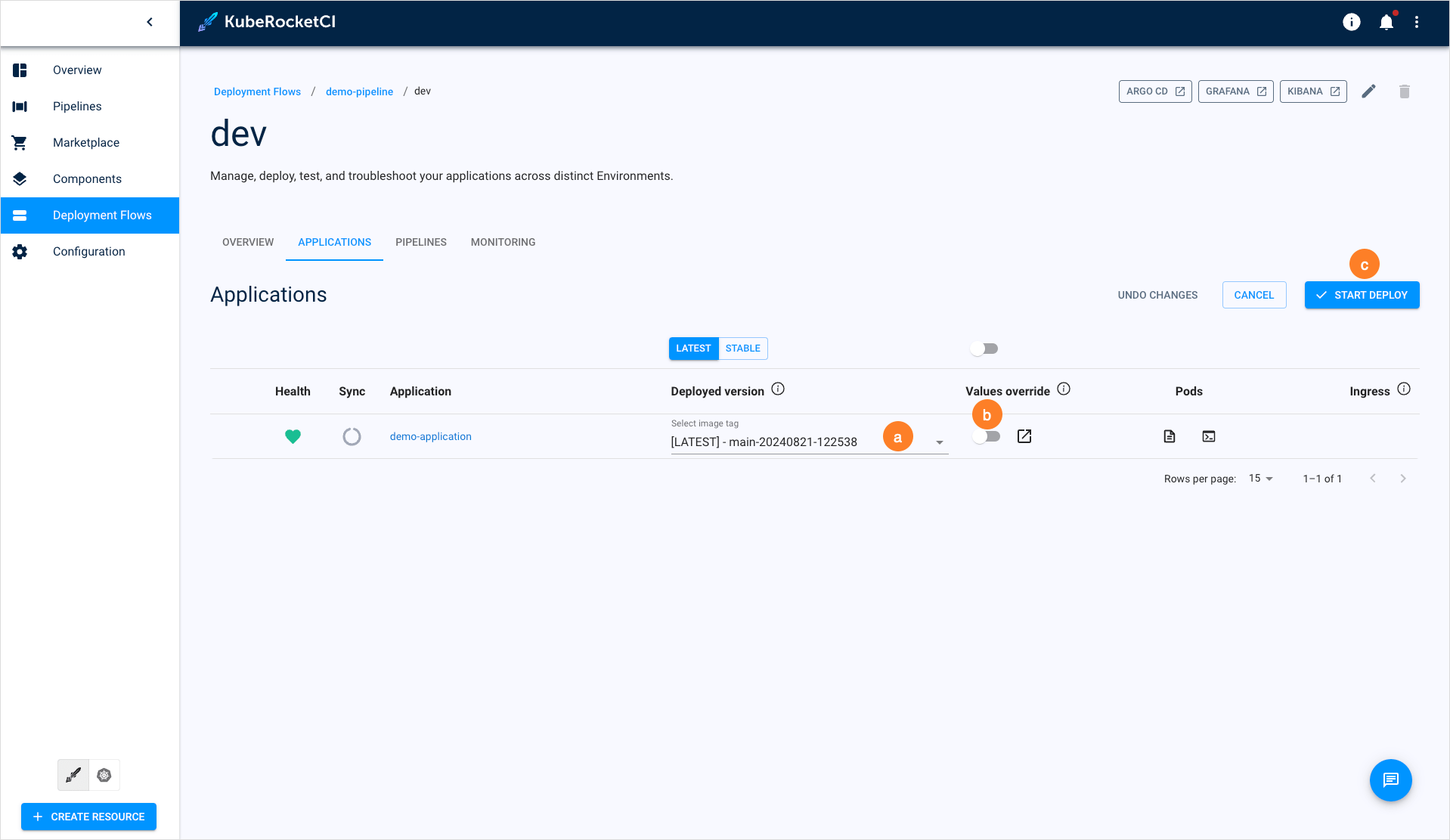 Deploy the promoted application Deploy the promoted application