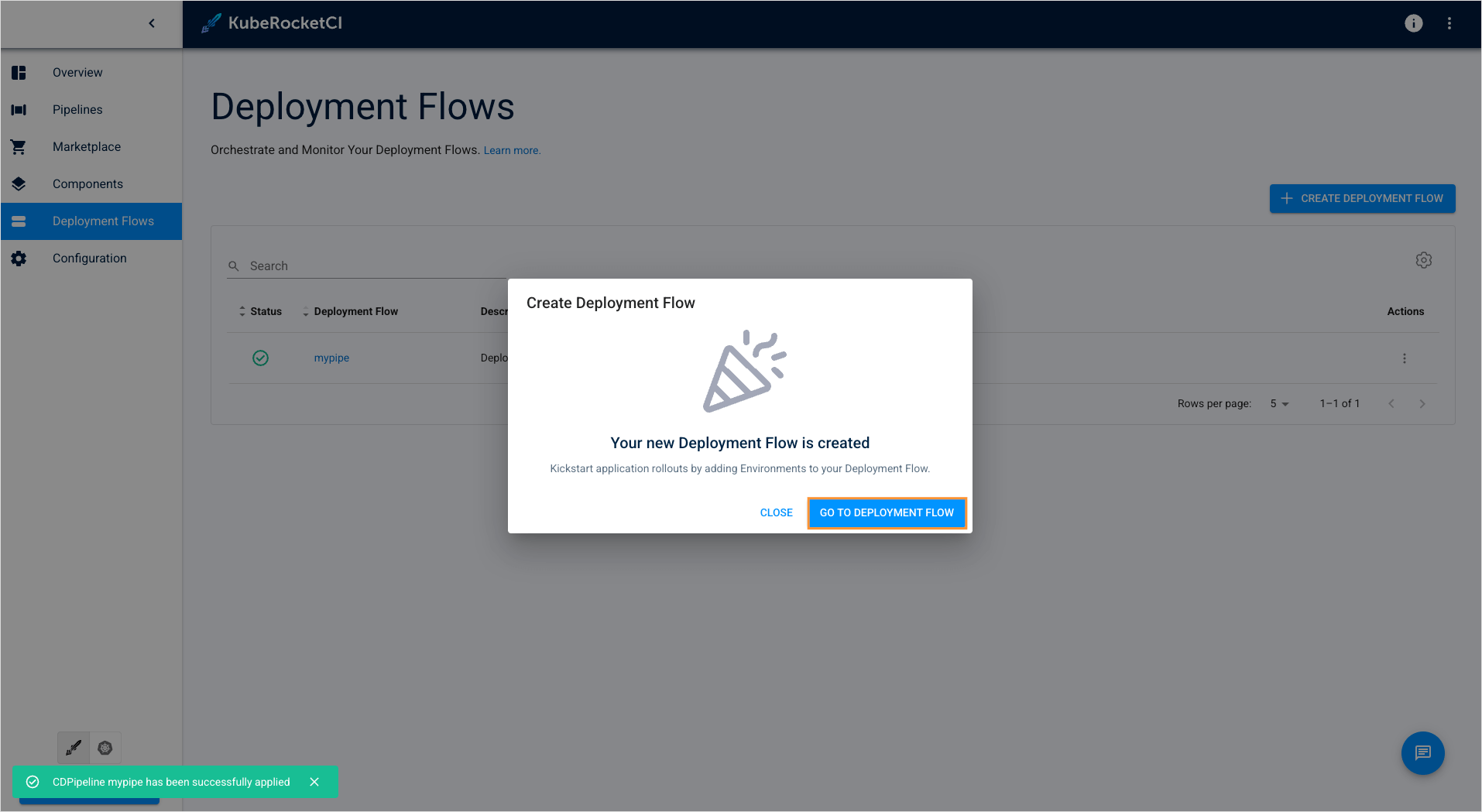 Deployment flow created Deployment flow created