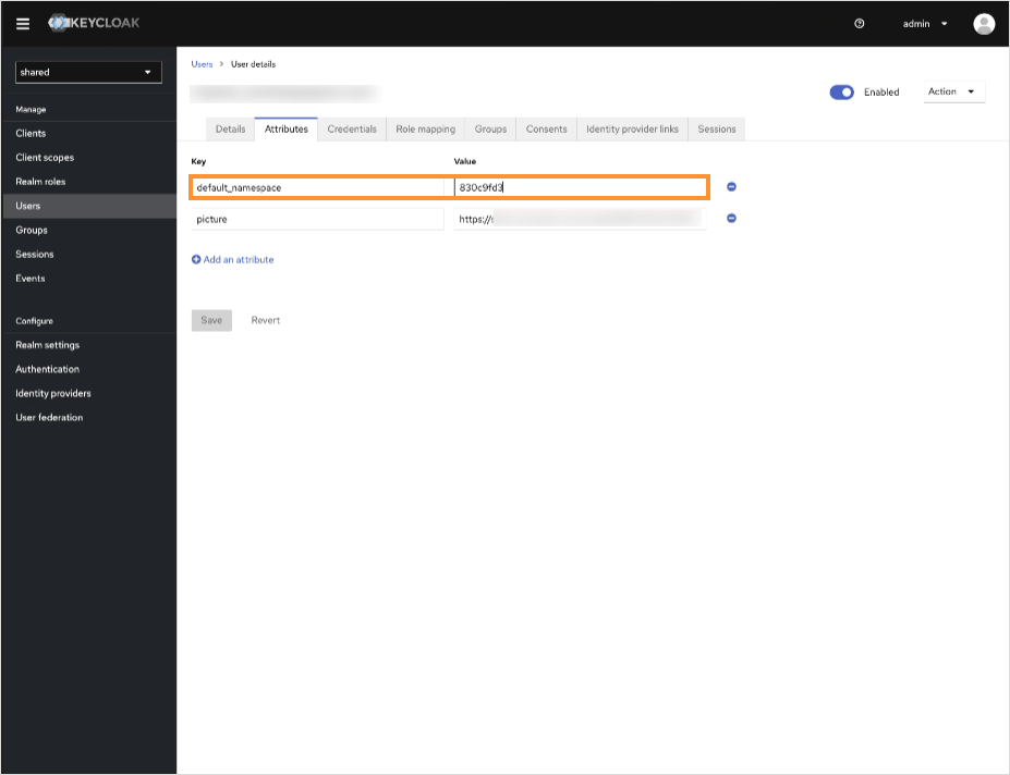 Keycloak user attributes