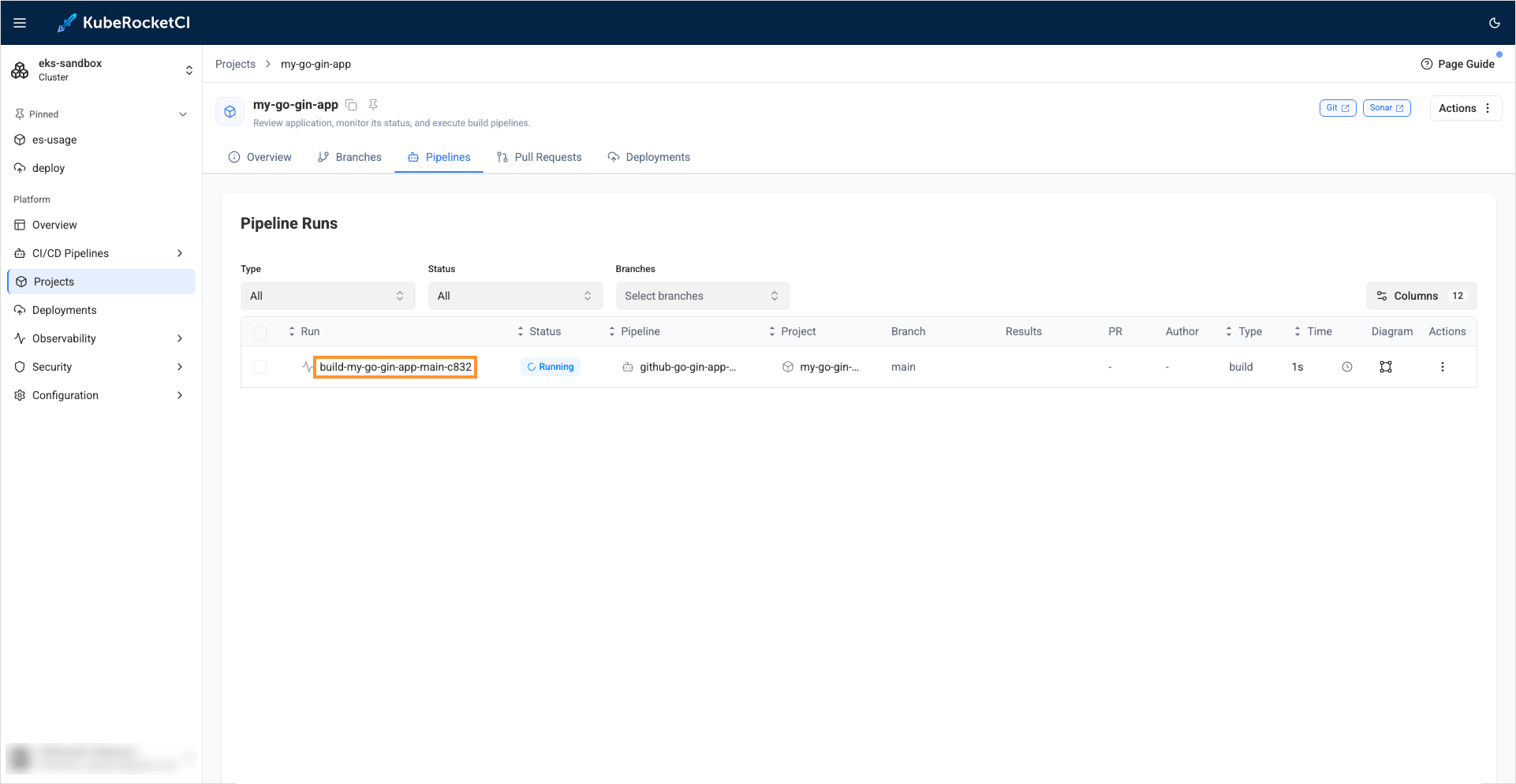 Pipelinerun logs